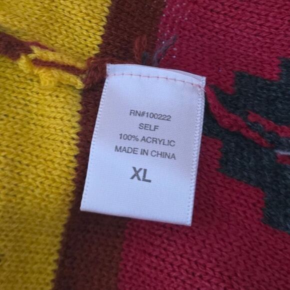 Twisted Angels Red Black Yellow Aztec Winter Cardigan Women's XL - Picture 4 of 4